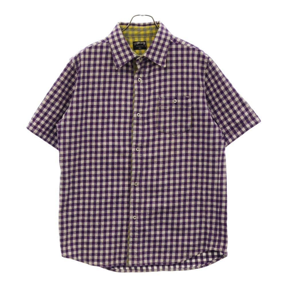 STUSSY(ステューシー) コットン チェック柄 半袖 シャツ パープル