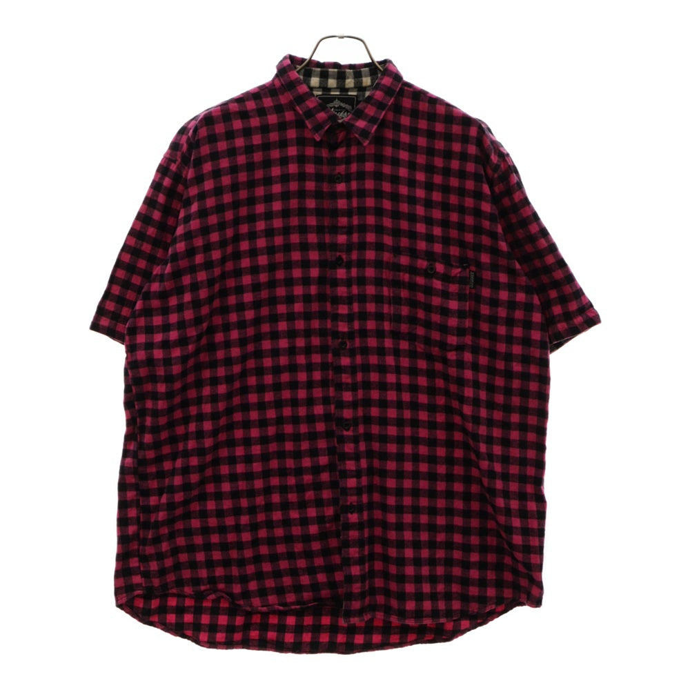 STUSSY(ステューシー) WORLDWIDE コットン チェック柄 半袖 シャツ ピンク