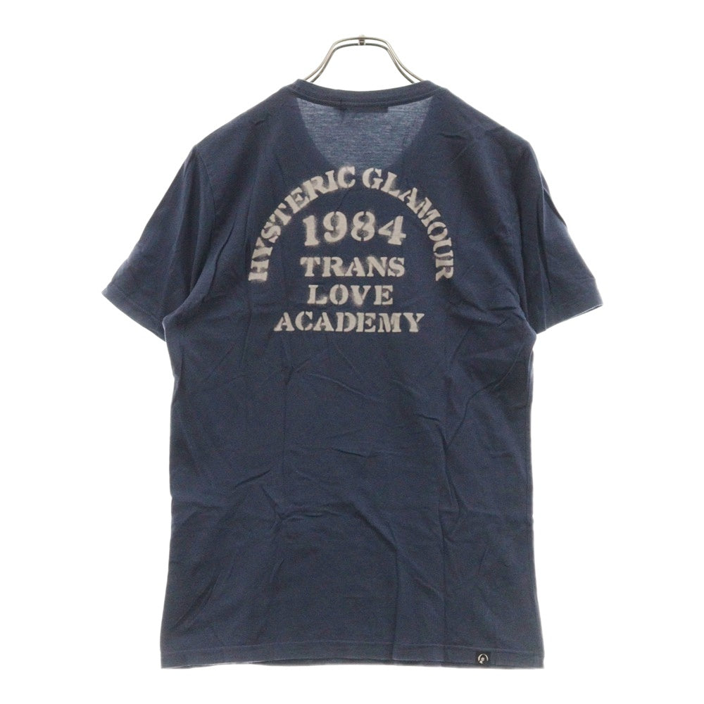 HYSTERIC GLAMOUR(ヒステリックグラマー) TRANS LOVE ACADEMY フロントポケット 半袖Tシャツ カットソー ネイビー 0251CT36
