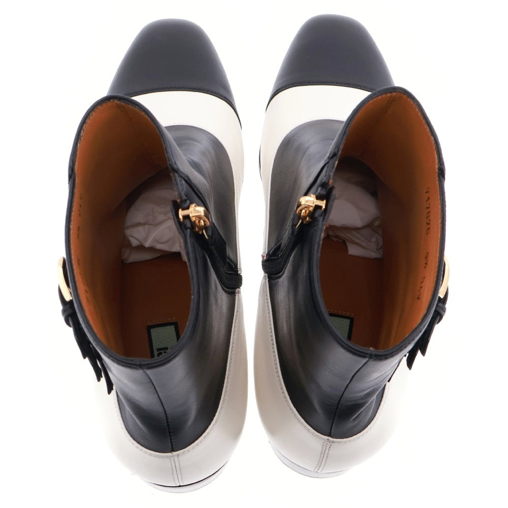 GUCCI(グッチ) Ha Ha Ha Boot With Buckles ハート レザーブーツ ホワイト/ブラック 9 1/2