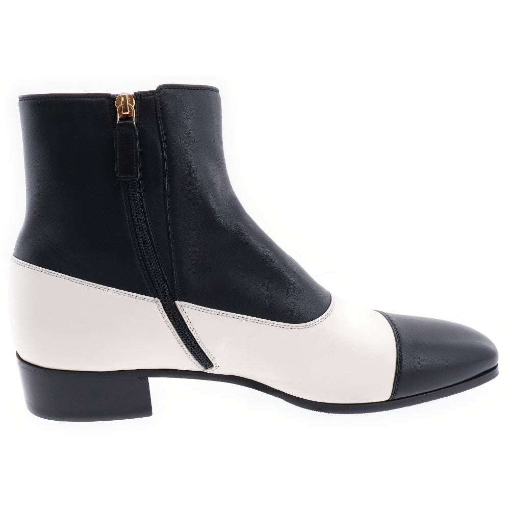 GUCCI(グッチ) Ha Ha Ha Boot With Buckles ハート レザーブーツ ホワイト/ブラック 9 1/2