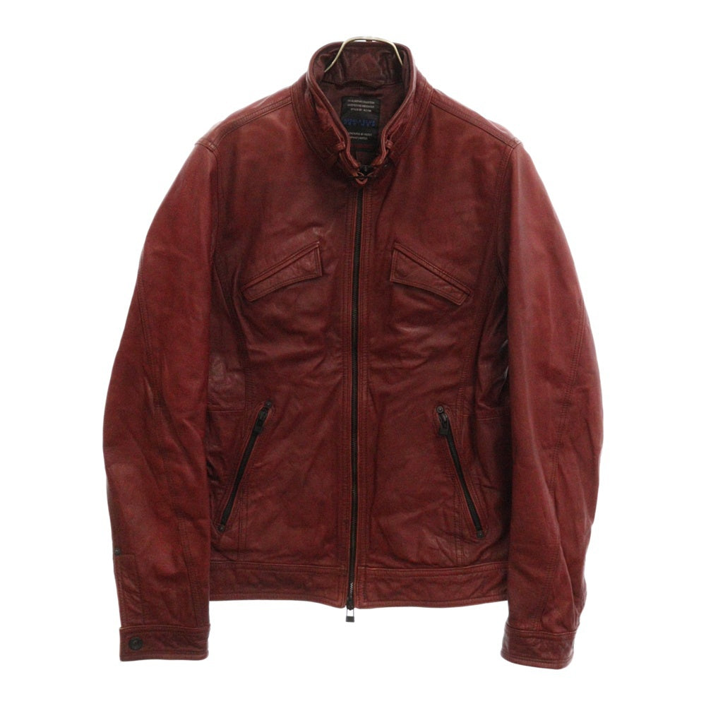 NICOLE CLUB FOR MEN(ニコルクラブフォーメン) ジップアップ シングルライダース レザージャケット レッド 4464-3700