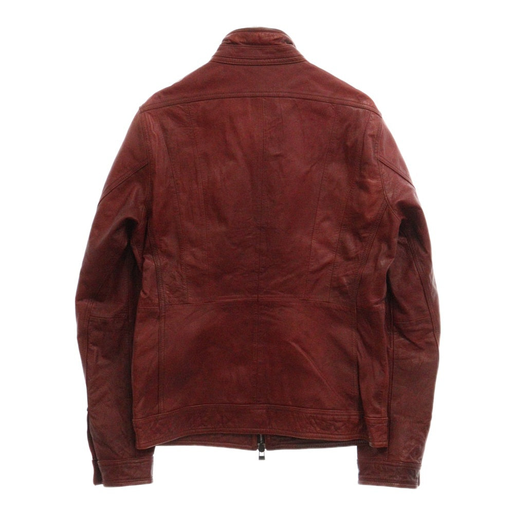 NICOLE CLUB FOR MEN(ニコルクラブフォーメン) ジップアップ シングルライダース レザージャケット レッド 4464-3700