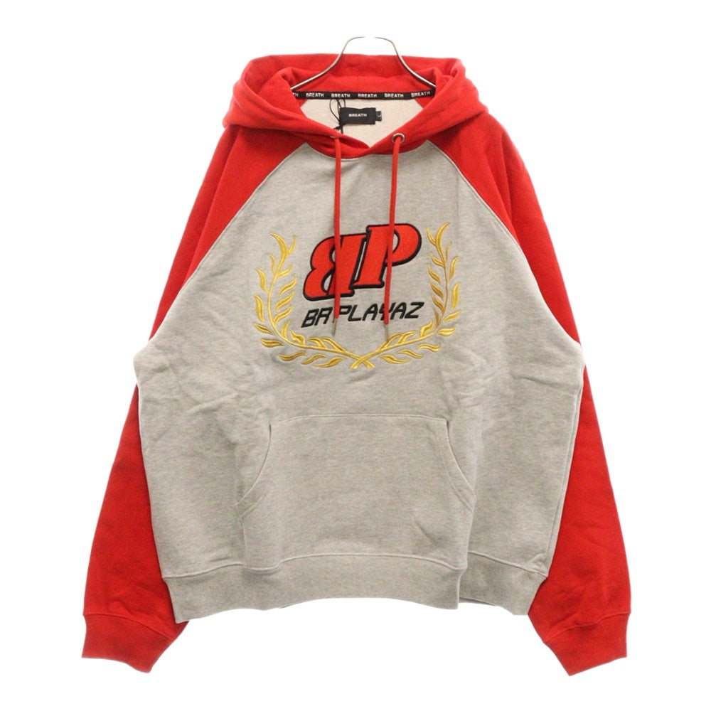 BREATH(ブレス) 23AW TWO TONE EMBROIDERY HOODIE ツートーンエンブロイダリーフーディー プルオーバーパーカー レッド BR23A-C5003