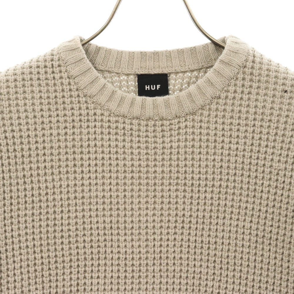 HUF(ハフ) FILMORE WAFFLE KNIT SWEATER クルーネック ワッフル ニットセーター ベージュ
