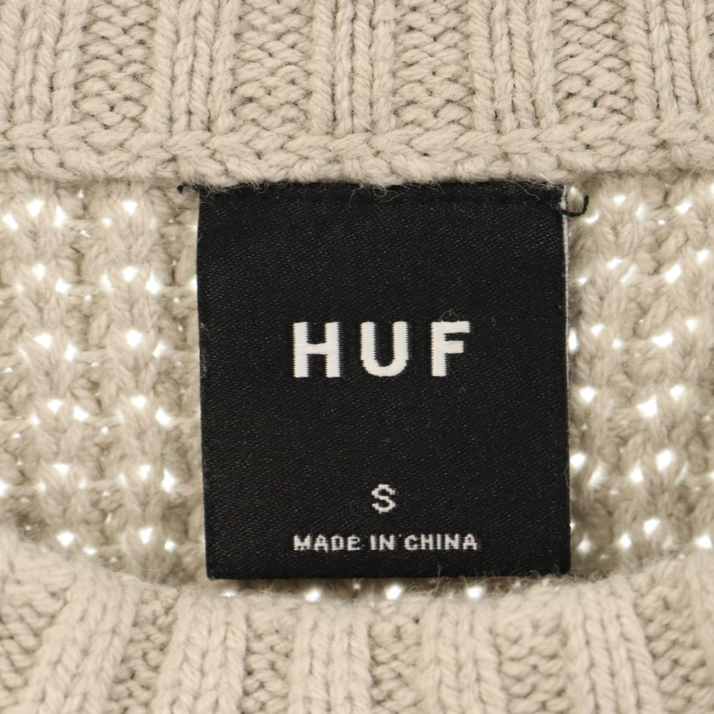 HUF(ハフ) FILMORE WAFFLE KNIT SWEATER クルーネック ワッフル ニットセーター ベージュ