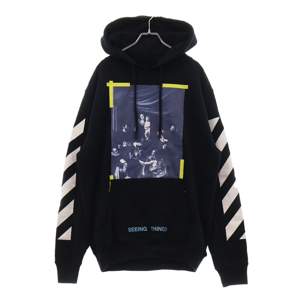 OFF-WHITE(オフホワイト) 17AW Diag Caravaggio Hoodie カラヴァッジオ プリントプルオーバースウェットパーカー フーディー ブラック OMBB003F17003016