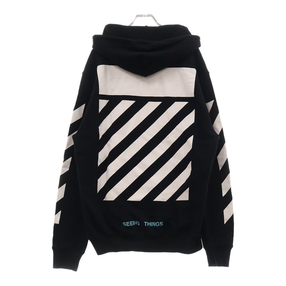 OFF-WHITE(オフホワイト) 17AW Diag Caravaggio Hoodie カラヴァッジオ プリントプルオーバースウェットパーカー フーディー ブラック OMBB003F17003016