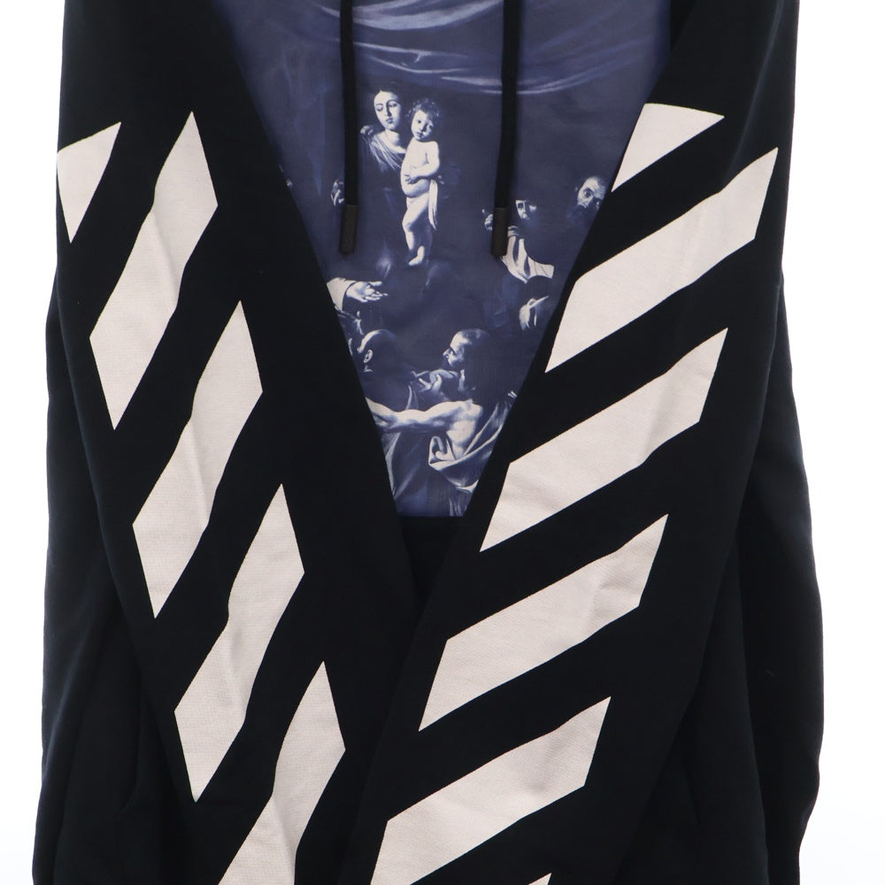 OFF-WHITE(オフホワイト) 17AW Diag Caravaggio Hoodie カラヴァッジオ プリントプルオーバースウェットパーカー フーディー ブラック OMBB003F17003016