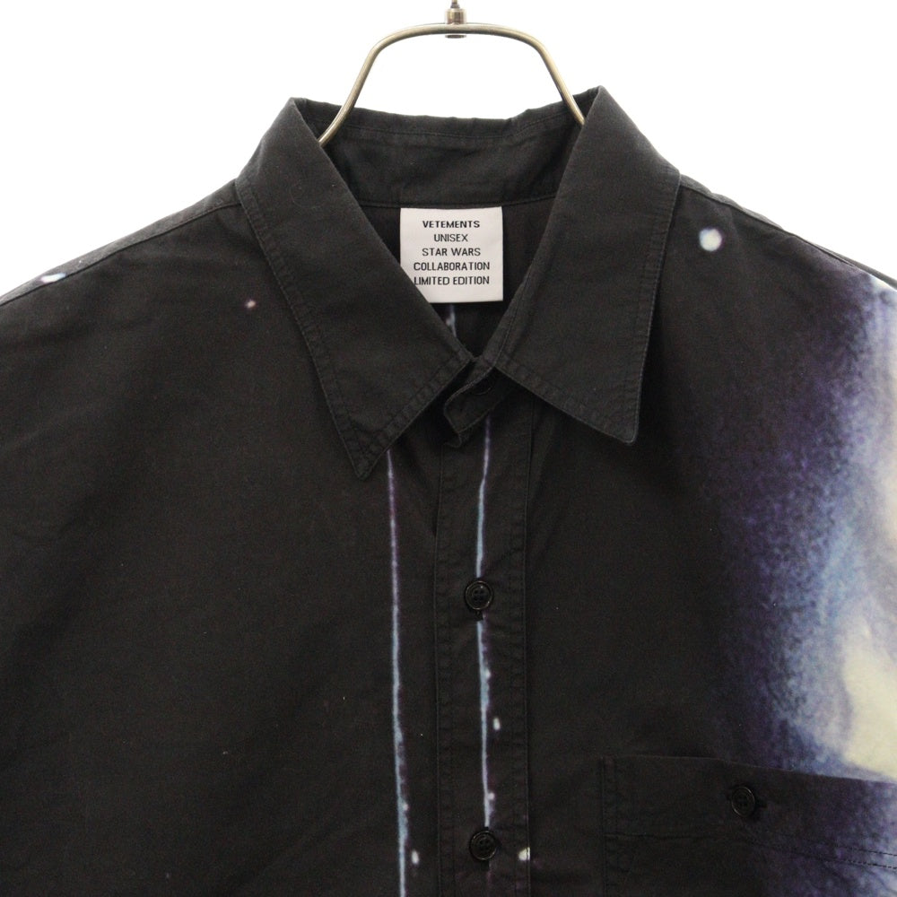 VETEMENTS(ヴェトモン) ×STARWARS スターウォーズ グラフィックオーバーサイズ 長袖シャツ ブラック USW21SH032