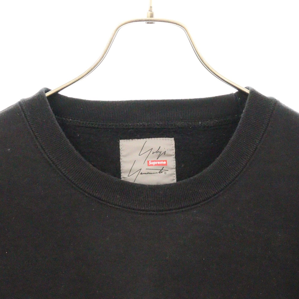 SUPREME(シュプリーム) 20AW ×Yohji Yamamoto Crewneck ヨウジヤマモト フロントロゴプリント クルーネックスウェットトレーナー ブラック