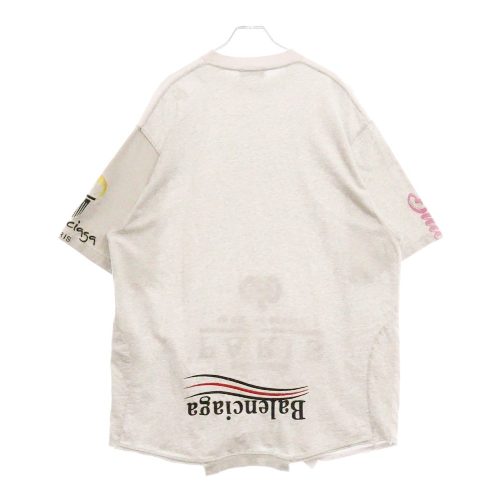 BALENCIAGA(バレンシアガ) 22SS UPSIDE DOWN アップサイド ダウン ダメージ加工 リメイク 半袖 Tシャツカットソー698811 ホワイト/グレー