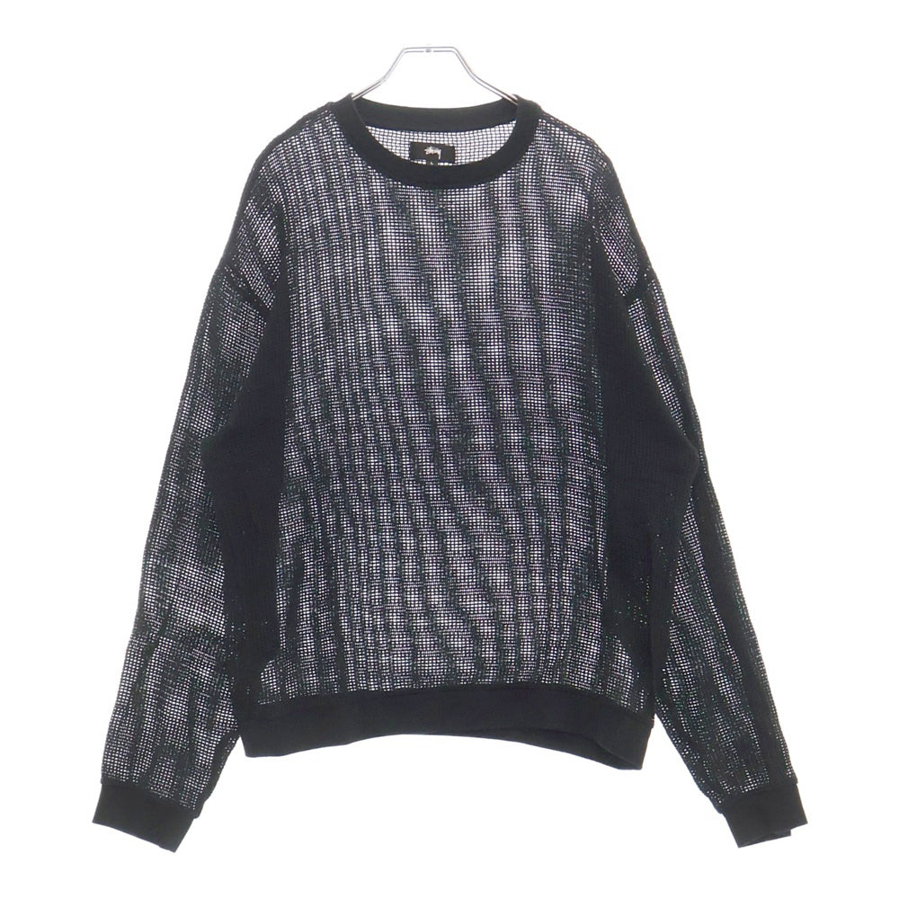 STUSSY(ステューシー) 22SS Cotton Mesh L/S Tee コットン メッシュ ロングスリーブ 長袖Tシャツ ブラック 1140295