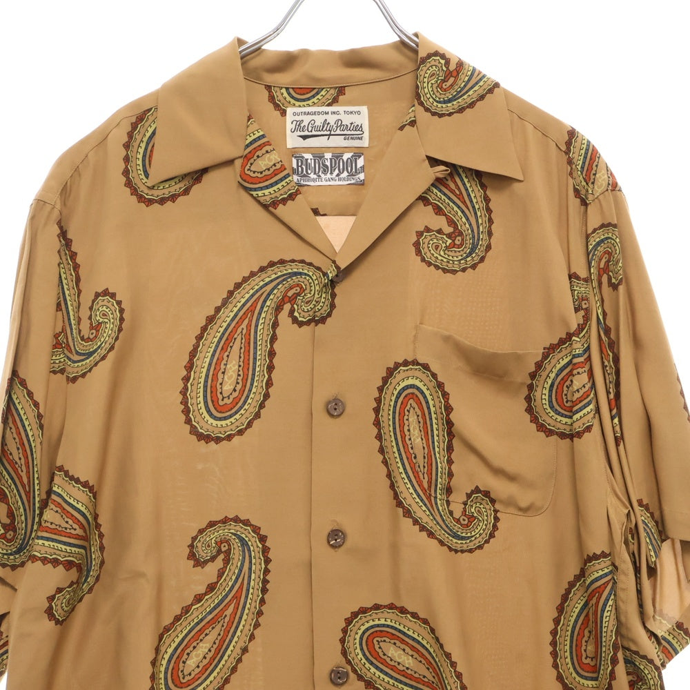 WACKO MARIA(ワコマリア) 21SS ×BUDSPOOL HAWAIIAN SHIRT バッズプール 舐達麻 ハワイアン ペイズリー柄 オープンカラー 半袖シャツ ブラウン