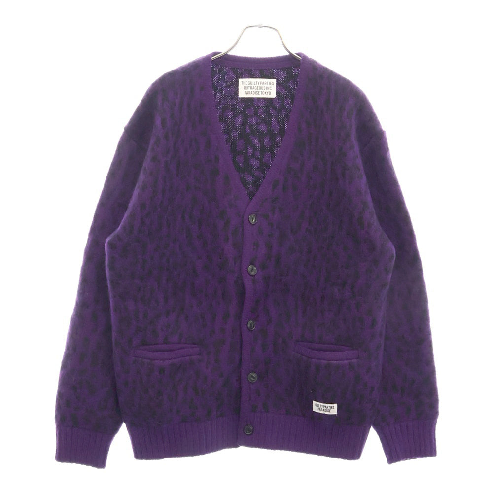 WACKO MARIA(ワコマリア) 22AW LEOPARD HEAVY MOHAIR CARDIGAN レオパード モヘアカーディガン パープル 22FW-WMK-KN07