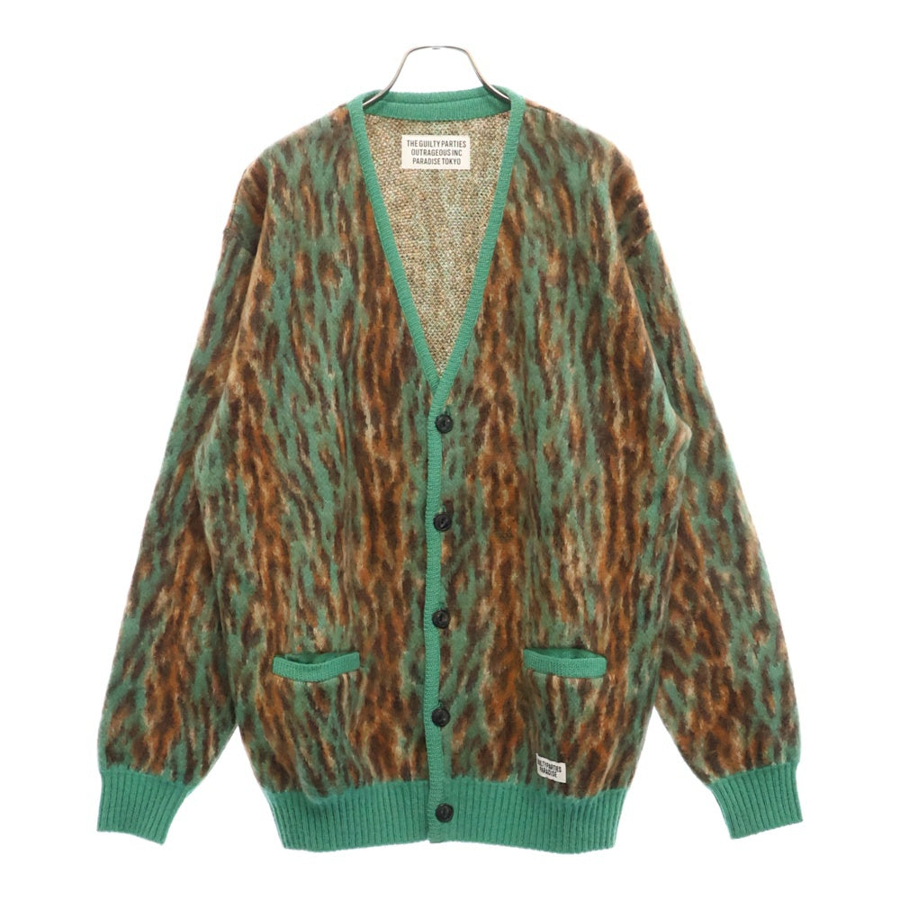 WACKO MARIA(ワコマリア) 22AW LEOPARD HEAVY MOHAIR CARDIGAN レオパード モヘアカーディガン グリーン/ブラウン 22FW-WMK-KN13