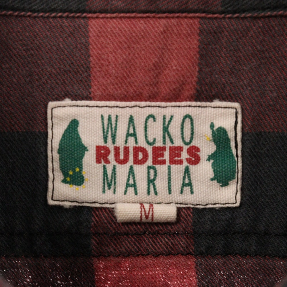 WACKO MARIA(ワコマリア) RUDESS クロス バックプリント チェック長袖シャツ ブラック/レッド