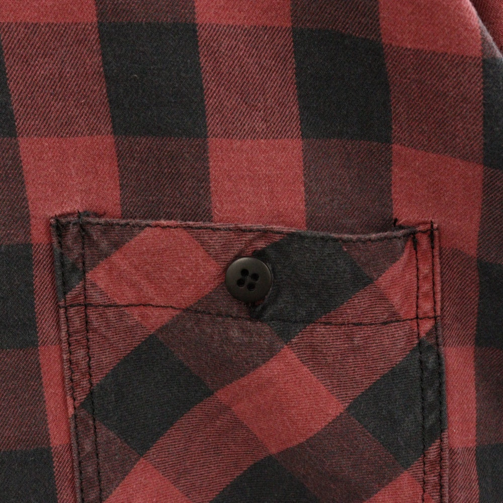 WACKO MARIA(ワコマリア) ビッグマリア 刺繍 チェック長袖シャツ ブラック/レッド
