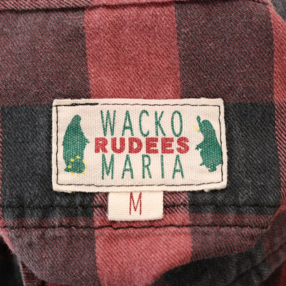 WACKO MARIA(ワコマリア) ビッグマリア 刺繍 チェック長袖シャツ ブラック/レッド