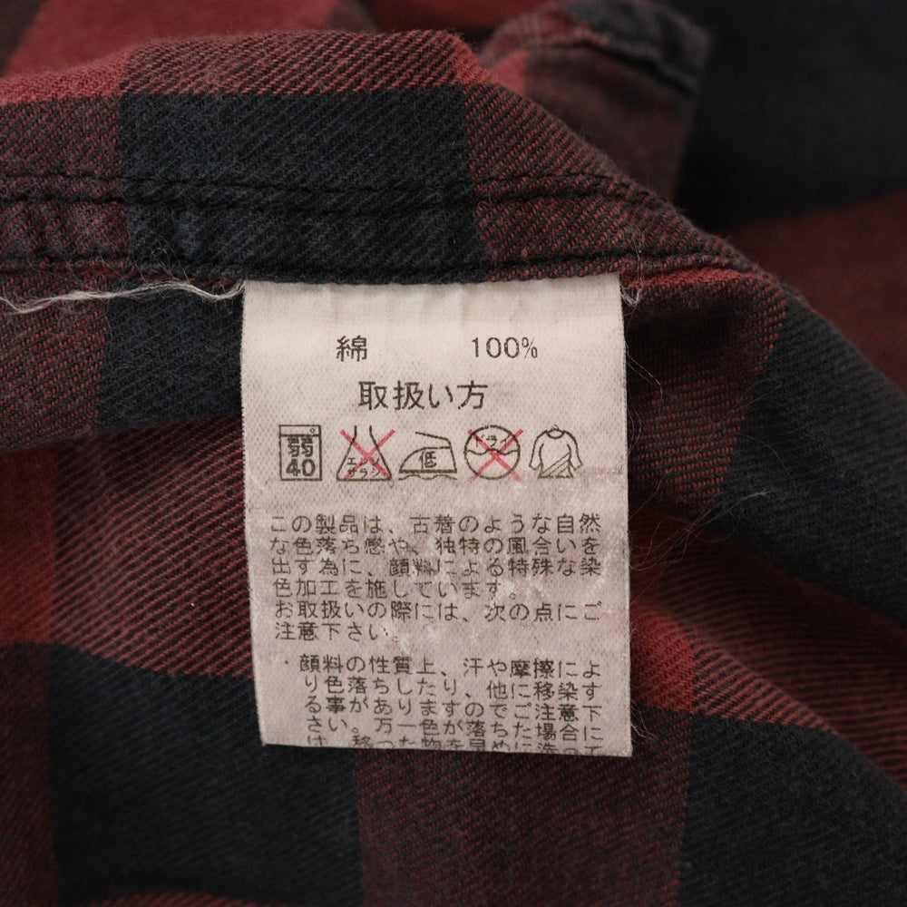 WACKO MARIA(ワコマリア) ビッグマリア 刺繍 チェック長袖シャツ ブラック/レッド