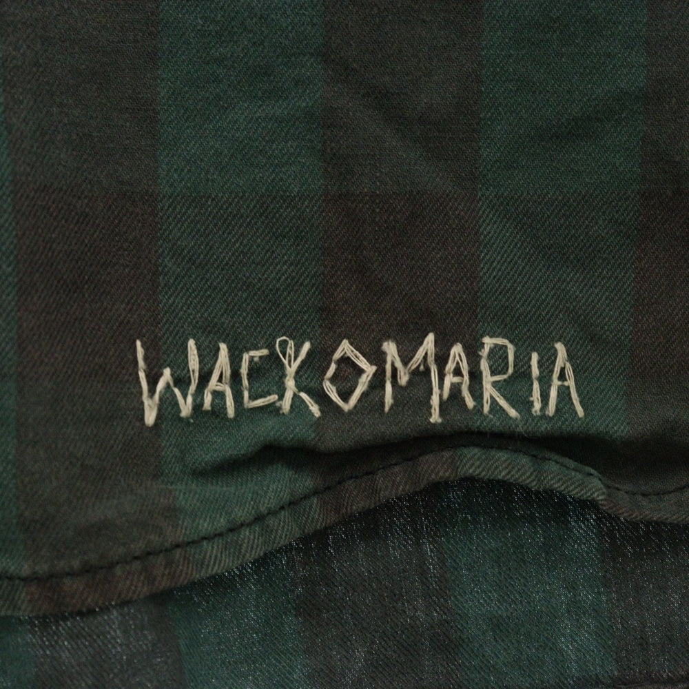 WACKO MARIA(ワコマリア) ビッグマリア 刺繍 チェック長袖シャツ ブラック/グリーン