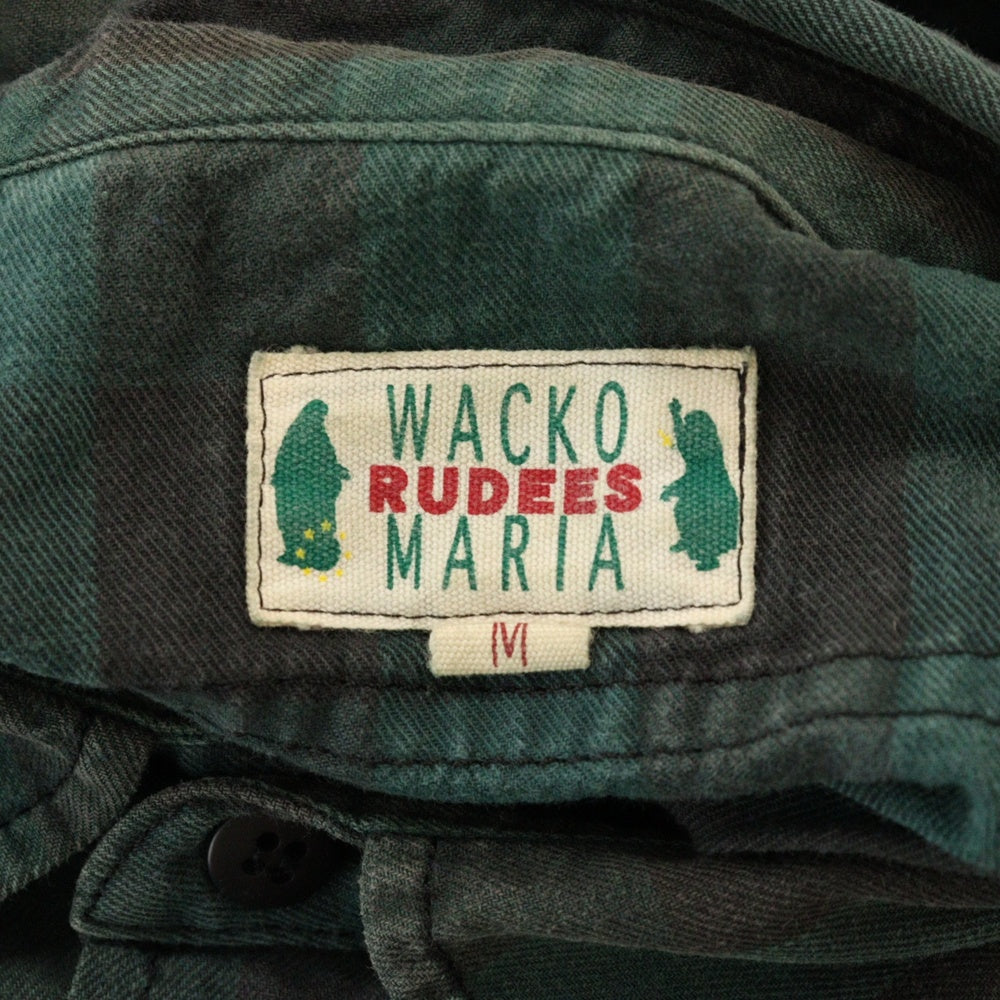 WACKO MARIA(ワコマリア) ビッグマリア 刺繍 チェック長袖シャツ ブラック/グリーン
