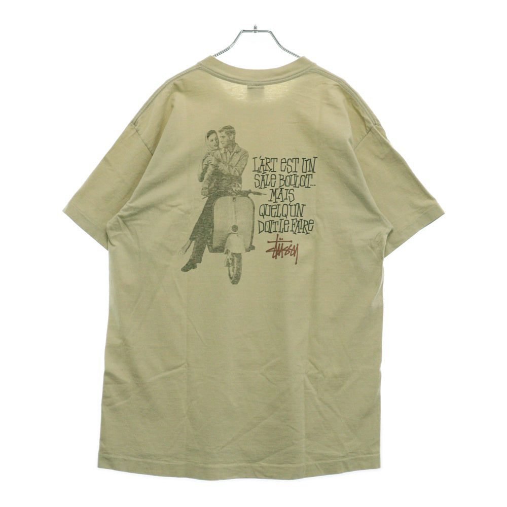 STUSSY(ステューシー) 80s OLD STUSSY オールドステューシー ローマの休日 プリント 半袖Tシャツ カットソー カーキ