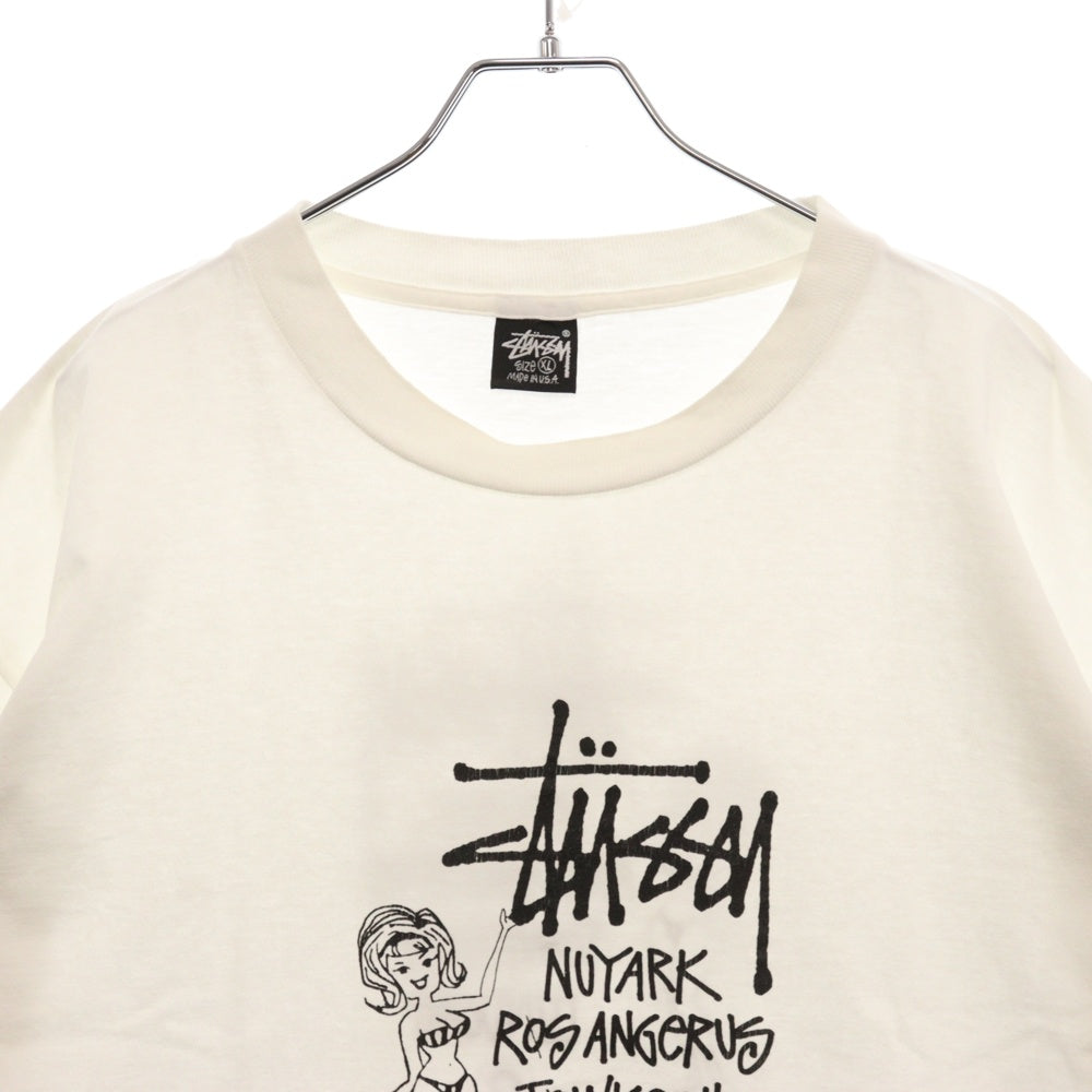 STUSSY(ステューシー) 80s OLD STUSSY World Tour Tee オールドステューシー 黒タグ 両面プリント 半袖Tシャツ カットソー ホワイト