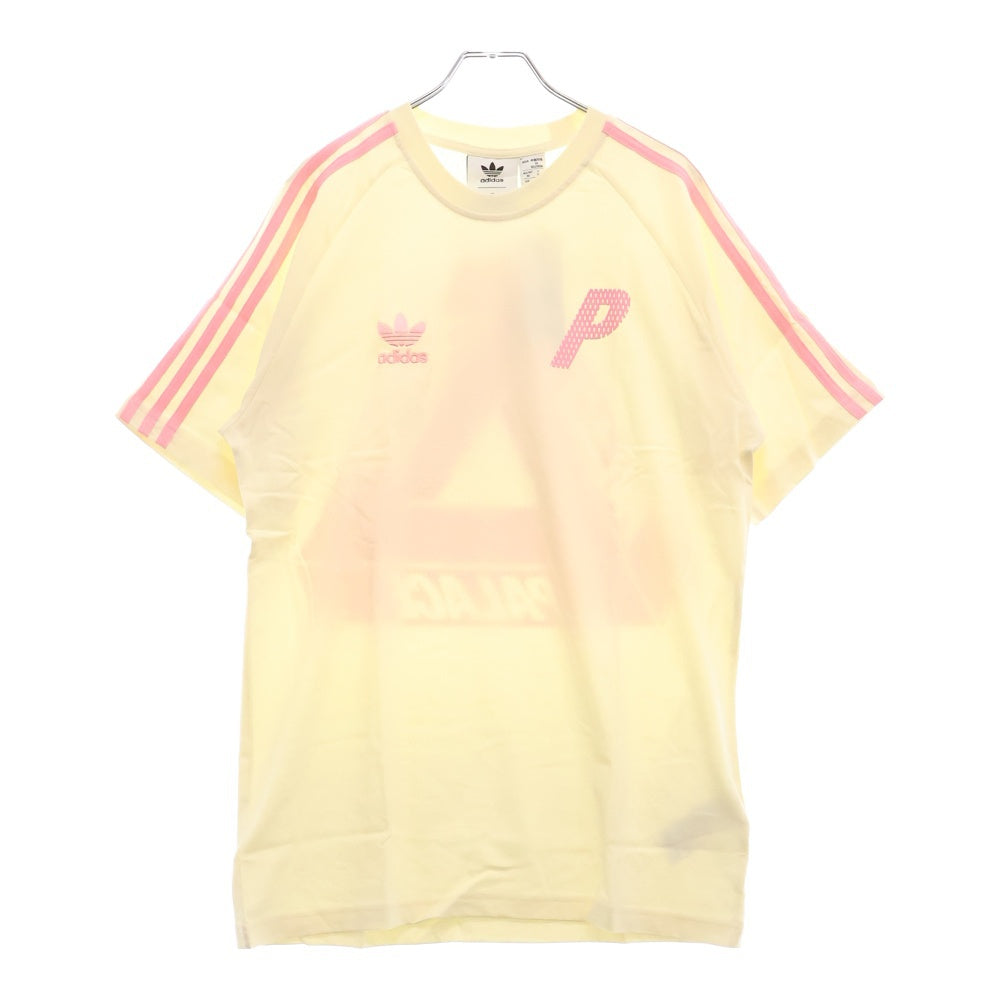 adidas(アディダス) 21SS ×PALACE Crossover Chest Logo Short Sleeve パレス クロスオーバー チェストロゴ 半袖Tシャツ アイボリー/ピンク HE9372