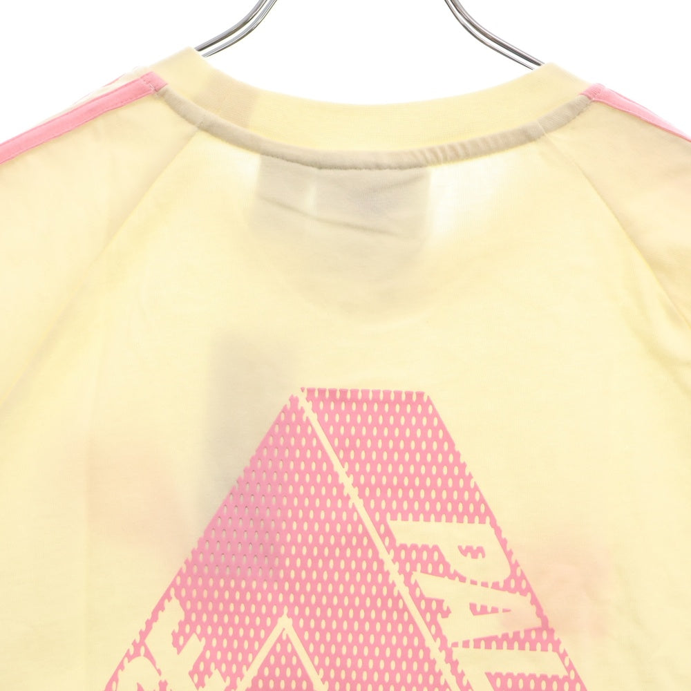 adidas(アディダス) 21SS ×PALACE Crossover Chest Logo Short Sleeve パレス クロスオーバー チェストロゴ 半袖Tシャツ アイボリー/ピンク HE9372