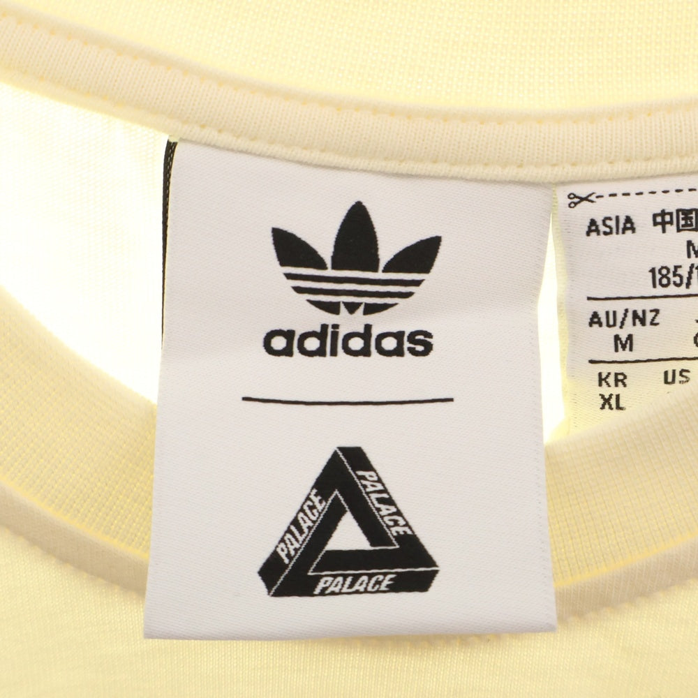 adidas(アディダス) 21SS ×PALACE Crossover Chest Logo Short Sleeve パレス クロスオーバー チェストロゴ 半袖Tシャツ アイボリー/ピンク HE9372