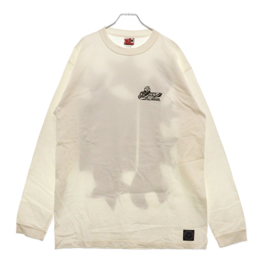 m&m(エムアンドエム) ×NUTS ART WORKS TEE ナッツ アート ワークス 別注 バックプリント クルーネック 長袖Tシャツ ホワイト