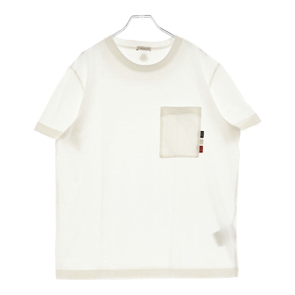 MONCLER(モンクレール) 19AW MAGLIA T-SHIRT マリア フロントポケット 半袖Tシャツ カットソー ホワイト E20918049000 8390T