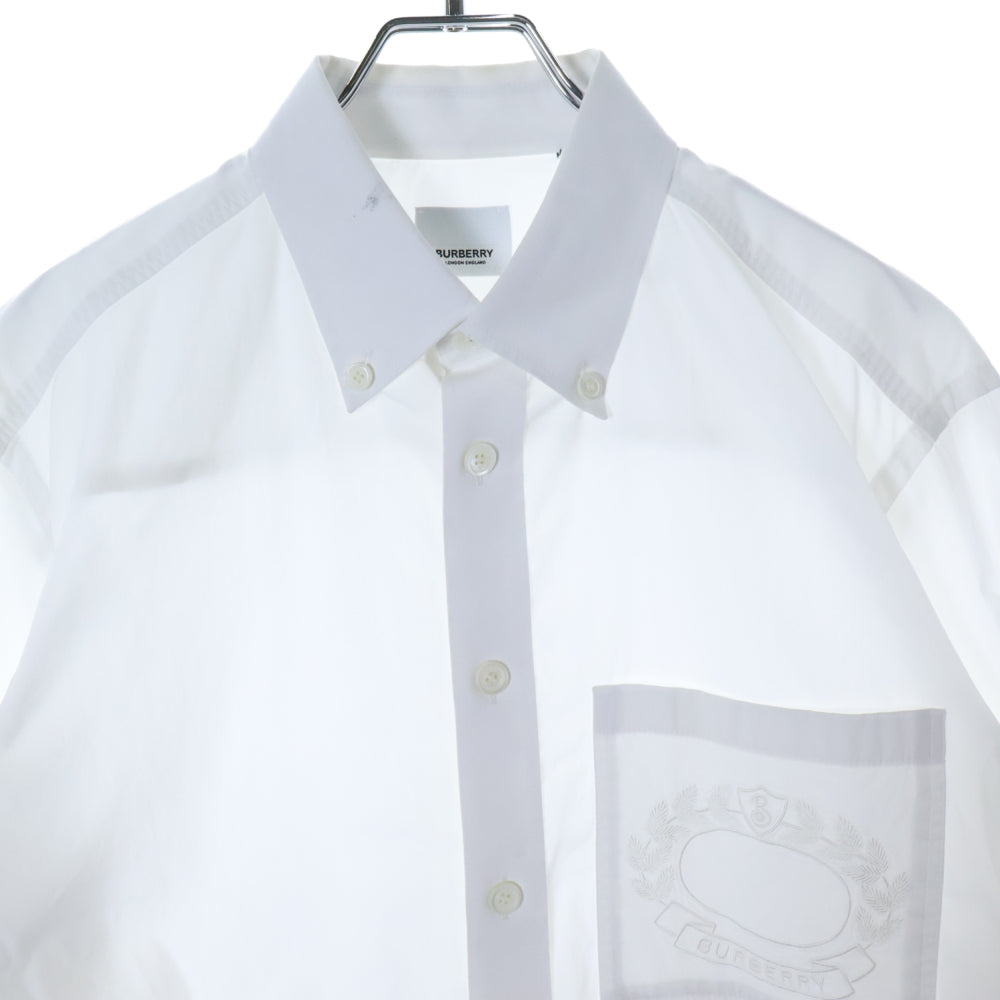 BURBERRY(バーバリー) Chapling Shirt ポケットロゴ刺繍 ボタンダウン 長袖シャツ ホワイト 8064874