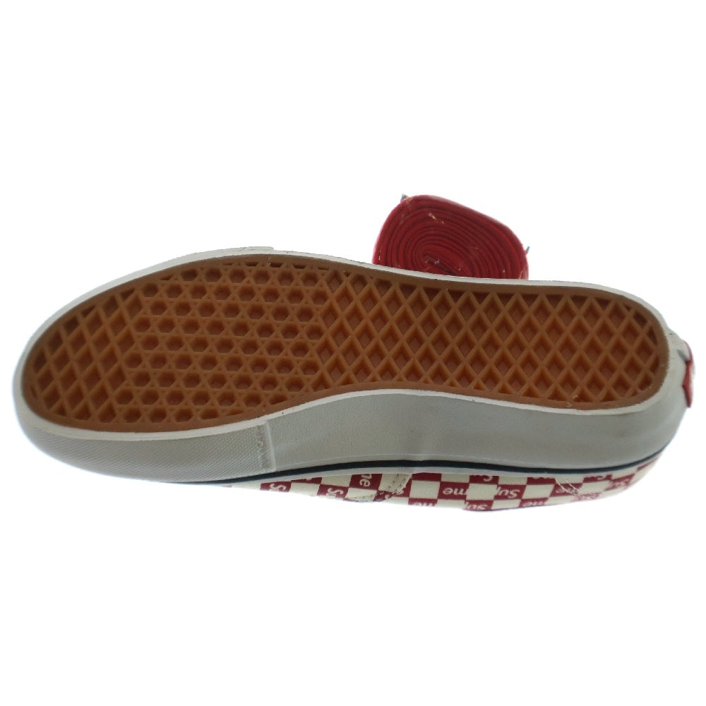 SUPREME(シュプリーム) ×VANS Authentic Pro Checker Logo バンズ オーセンティック プロ チェッカーロゴ ローカットスニーカー ホワイト/レッド US9.5/27.5cm VN000Q0DJLY