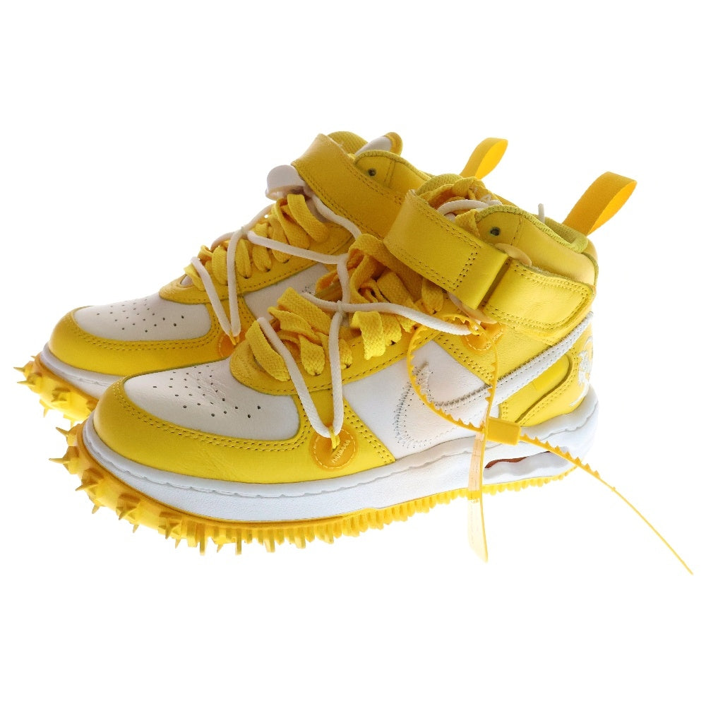 NIKE(ナイキ) ×OFF-WHITE AIR FORCE 1 MID SP LTHR オフホワイト エア フォース 1 ミッドカットスニーカー ホワイト/イエロー US4/23cm DR0500-101 レディース