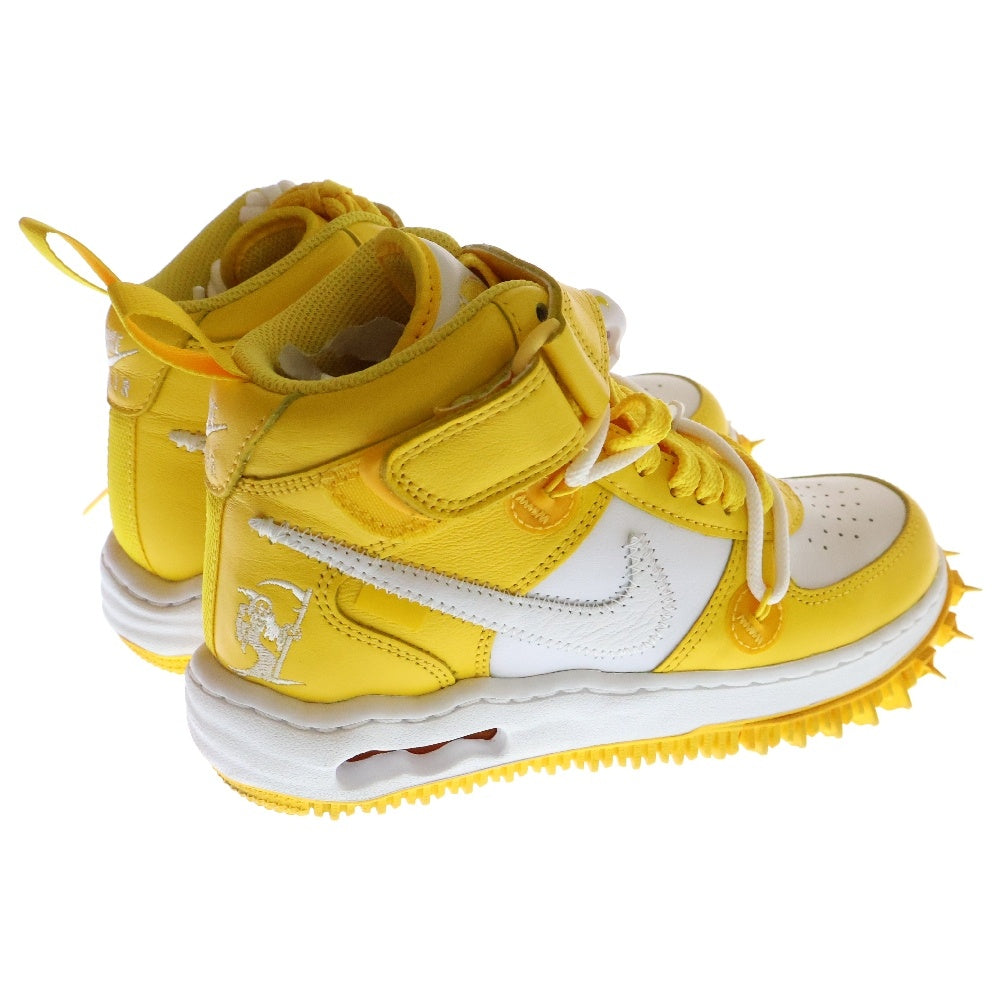 NIKE(ナイキ) ×OFF-WHITE AIR FORCE 1 MID SP LTHR オフホワイト エア フォース 1 ミッドカットスニーカー ホワイト/イエロー US4/23cm DR0500-101 レディース