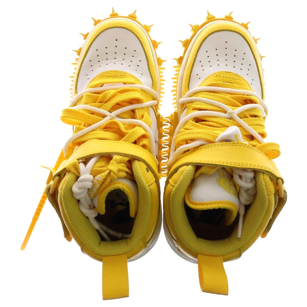 NIKE(ナイキ) ×OFF-WHITE AIR FORCE 1 MID SP LTHR オフホワイト エア フォース 1 ミッドカットスニーカー ホワイト/イエロー US4/23cm DR0500-101 レディース