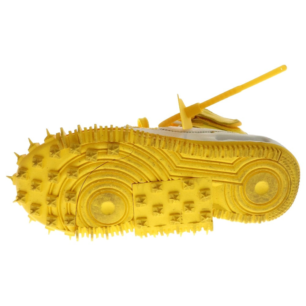 NIKE(ナイキ) ×OFF-WHITE AIR FORCE 1 MID SP LTHR オフホワイト エア フォース 1 ミッドカットスニーカー ホワイト/イエロー US4/23cm DR0500-101 レディース