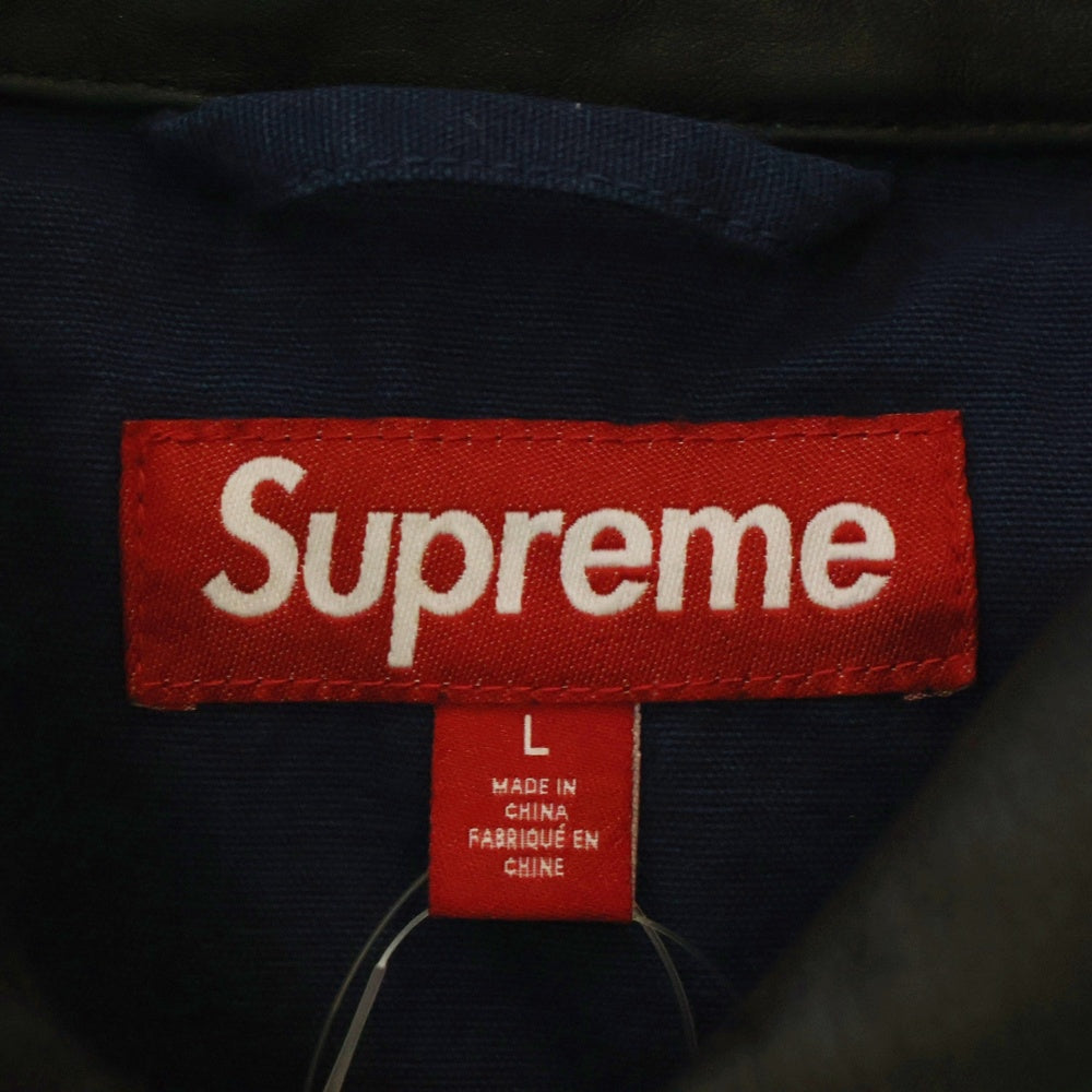 SUPREME(シュプリーム) 23AW Leather Collar Utility Jacket レザーカラーユーティリティジャケット ワークジャケット フーディ ネイビー