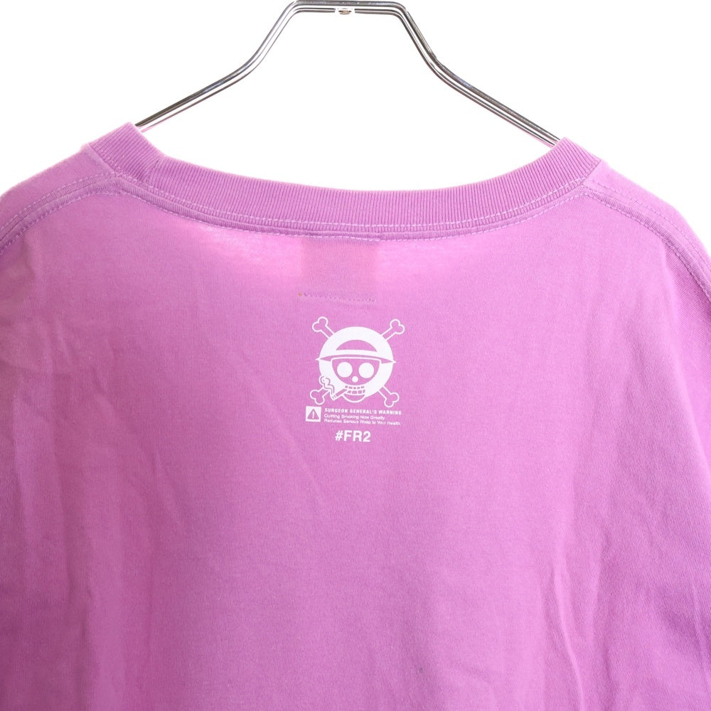 FR2(エフアールツー) ×ONE PIECE HEAVY SMOKER ワンピース フロントプリント クルーネック 半袖Tシャツ パープル