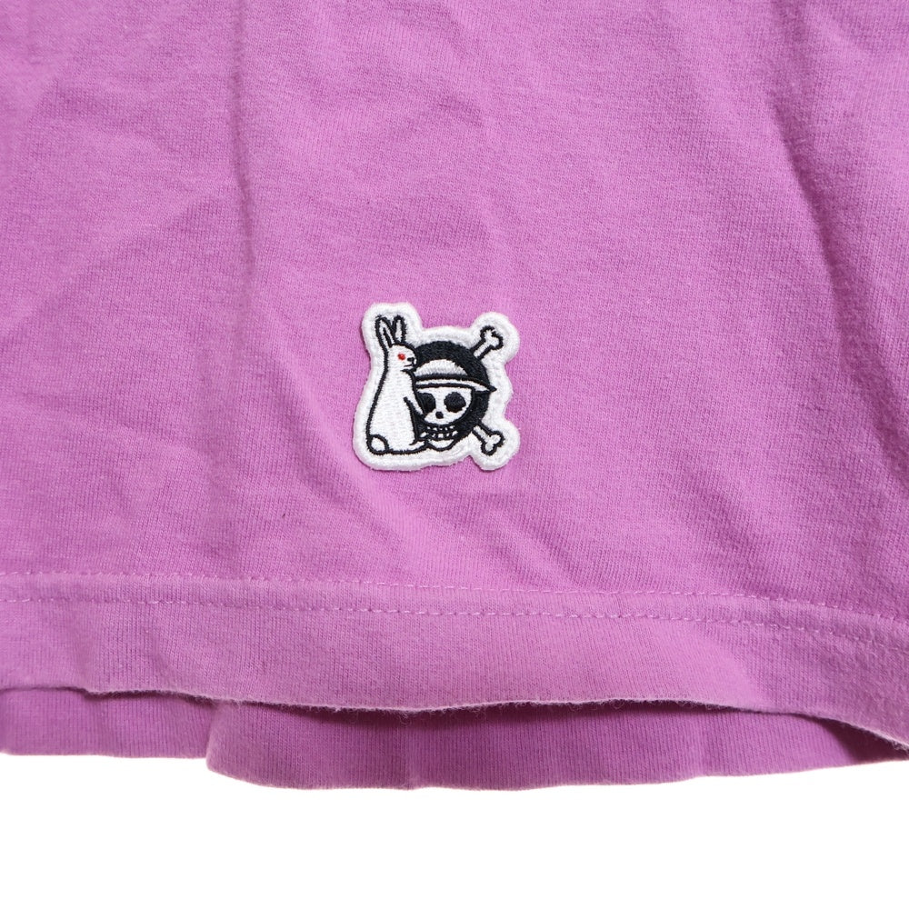 FR2(エフアールツー) ×ONE PIECE HEAVY SMOKER ワンピース フロントプリント クルーネック 半袖Tシャツ パープル