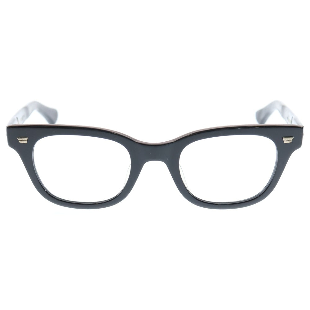 NO BRAND(ノーブランド) 岩井眼鏡製作所 ウェリントン型眼鏡 メンズ ブラック KM-03 Re-Plating