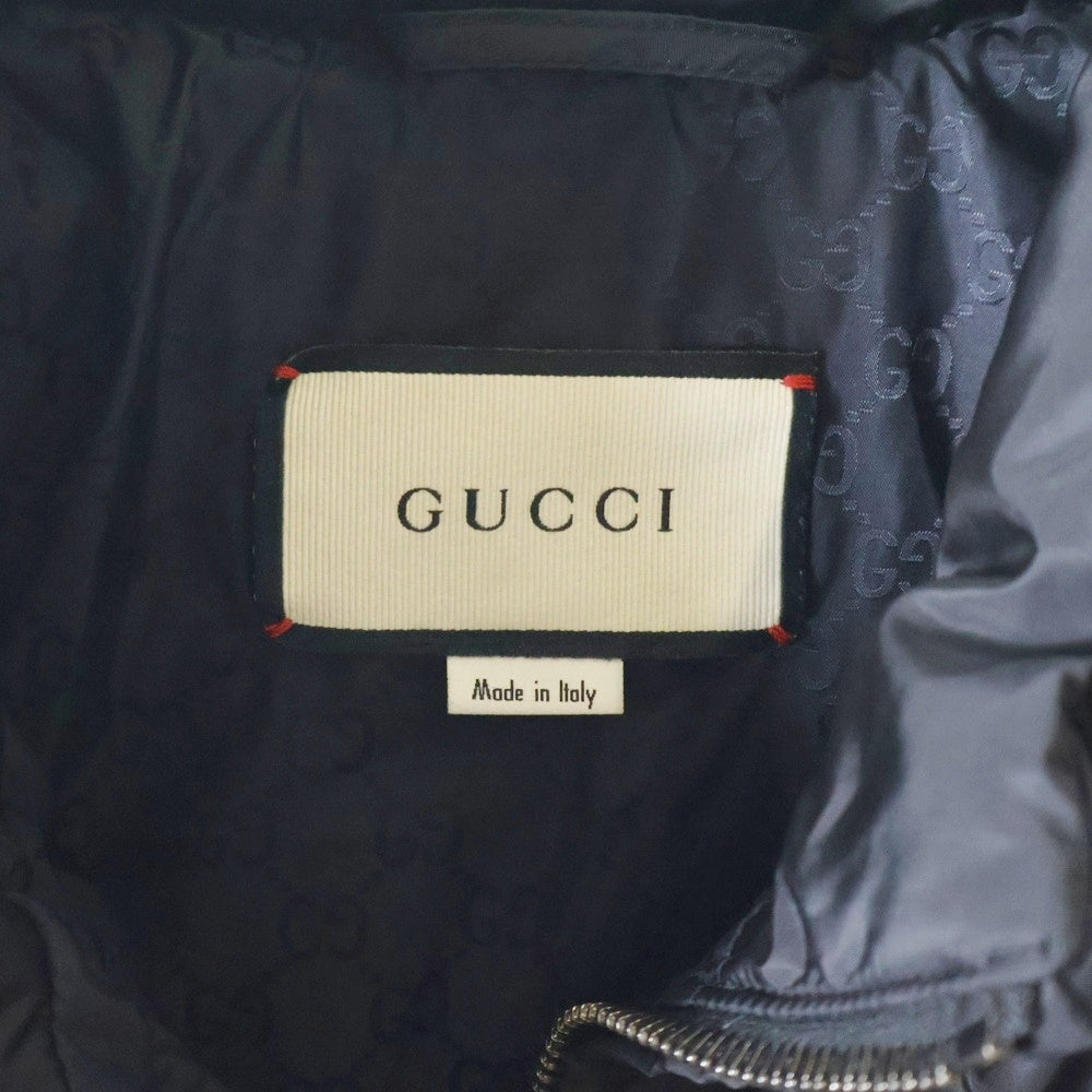 GUCCI(グッチ) 17AW ヒステリアロゴ 裏地GGロゴ ジップアップ ダウンジャケット ブラック 439366 Z735A