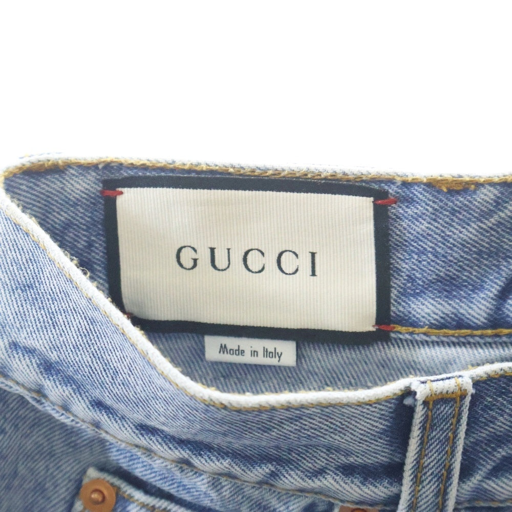 GUCCI(グッチ) ダメージ加工 ブリーチドリップドオーガニック デニムパンツ ジーンズ インディゴ 623953 XDBFM