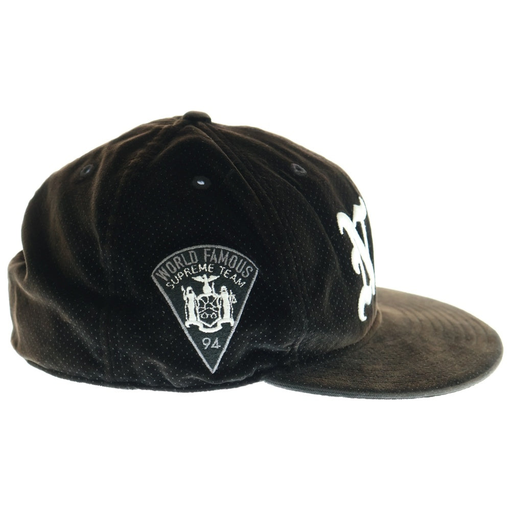 SUPREME(シュプリーム) ×NEW Era 59FIFTY ニューエラ NYロゴ ベロア ベースボールキャップ 帽子 ブラック