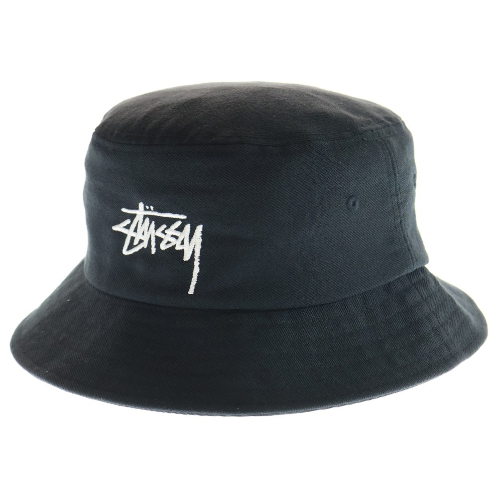 STUSSY(ステューシー) 22AW Big Stock Bucket Hat ビッグストックロゴ 刺繍 バケットハット ブラック