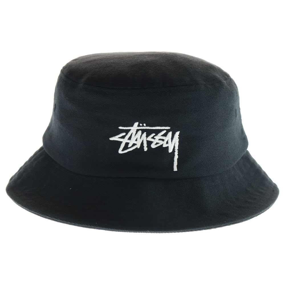 STUSSY(ステューシー) 22AW Big Stock Bucket Hat ビッグストックロゴ 刺繍 バケットハット ブラック