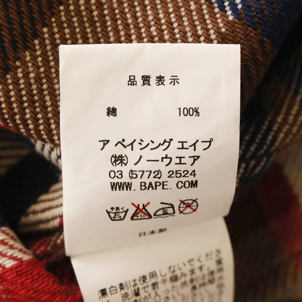 A BATHING APE(アベイシングエイプ) CHECK CPO ラブジェネチェック コットン 長袖シャツ ブラウン
