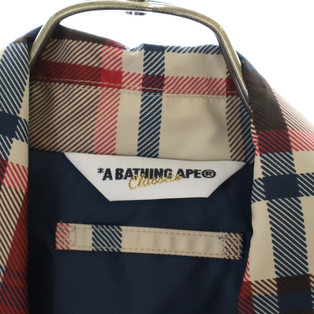 A BATHING APE(アベイシングエイプ) ラブジェネチェック ポリエステル テーラードジャケット ブラウン